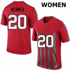 Women's Ohio State Buckeyes #20 Pete Werner Throwback Nike NCAA College Football Jersey New Year AEM7644UG